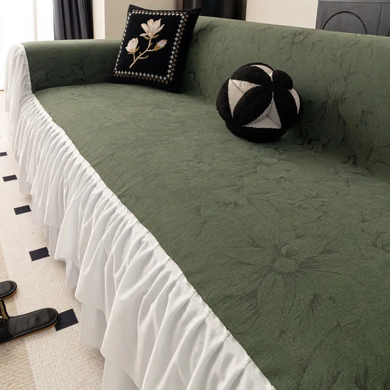 Chenille-Sofaschoner „Lily“ mit Rüschen
