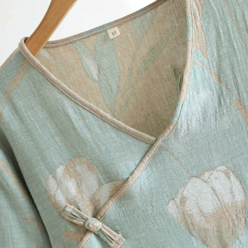 Tulip Nachthemd aus natürlichem Baumwollgaze-Jacquard