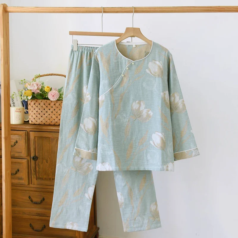 Tulip Loungewear-Set aus Baumwollgaze-Jacquard