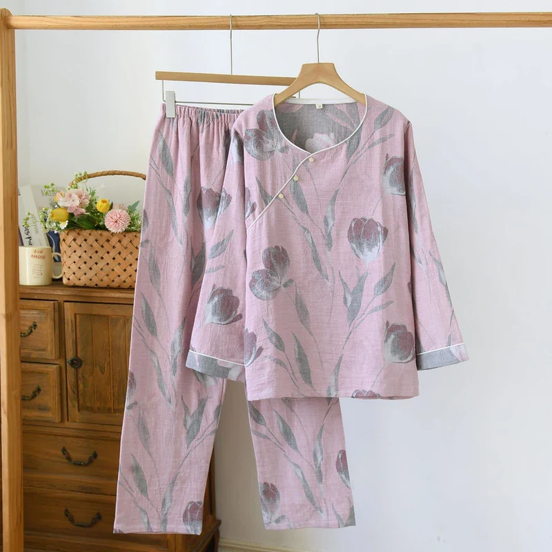 Tulip Loungewear-Set aus Baumwollgaze-Jacquard
