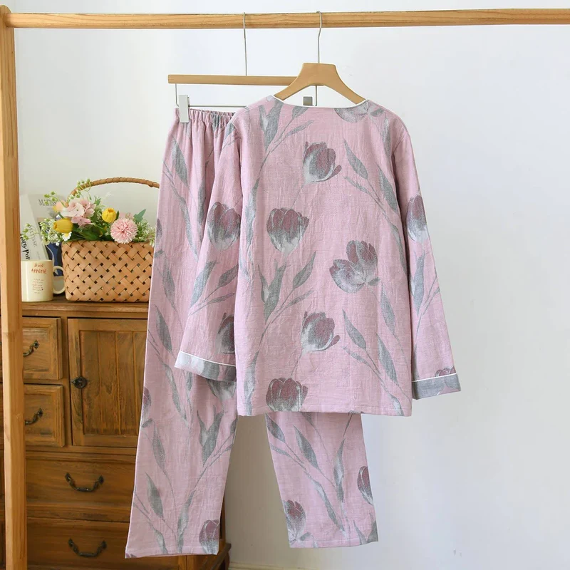 Tulip Loungewear-Set aus Baumwollgaze-Jacquard