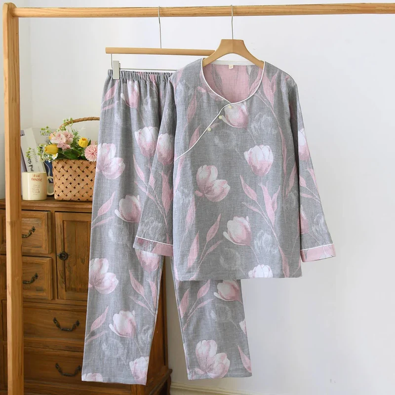 Tulip Loungewear-Set aus Baumwollgaze-Jacquard