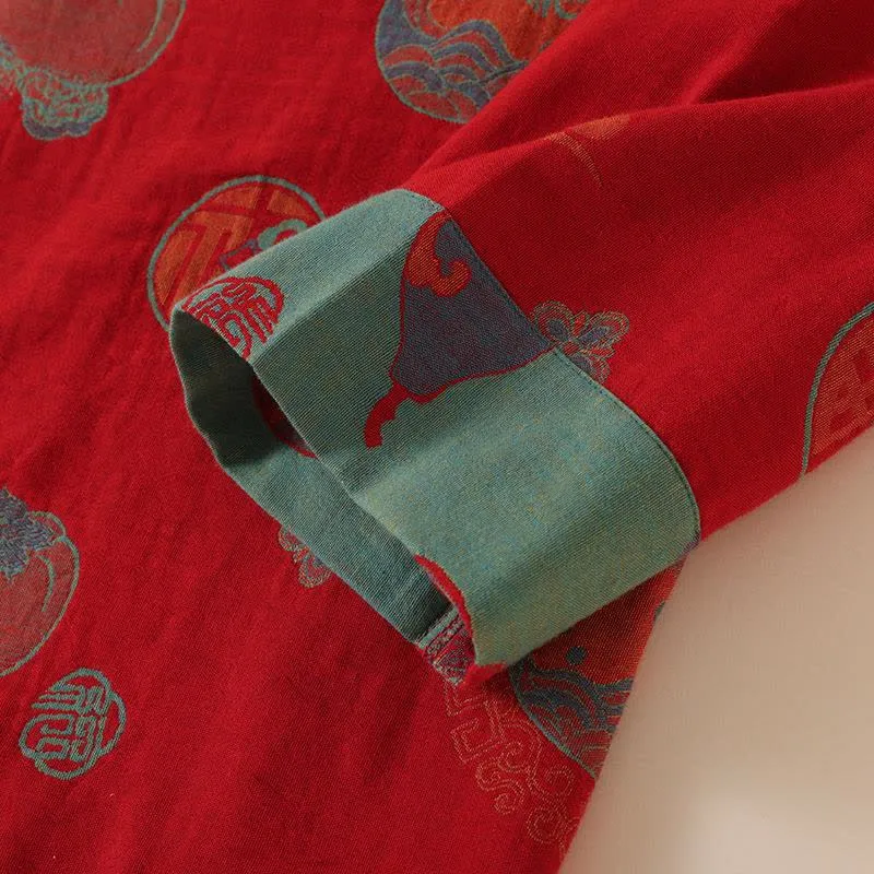 Nachtwäsche aus Baumwolle im orientalischen Stil mit Kürbis-Persimmon-Muster