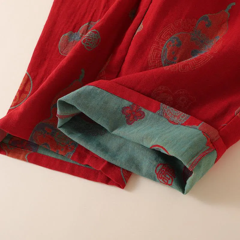 Nachtwäsche aus Baumwolle im orientalischen Stil mit Kürbis-Persimmon-Muster