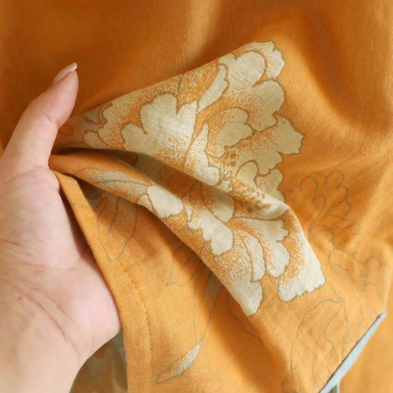 Pyjama aus Baumwollgaze mit Pfingstrosen- und Schmetterlingsmuster (Jacquard)