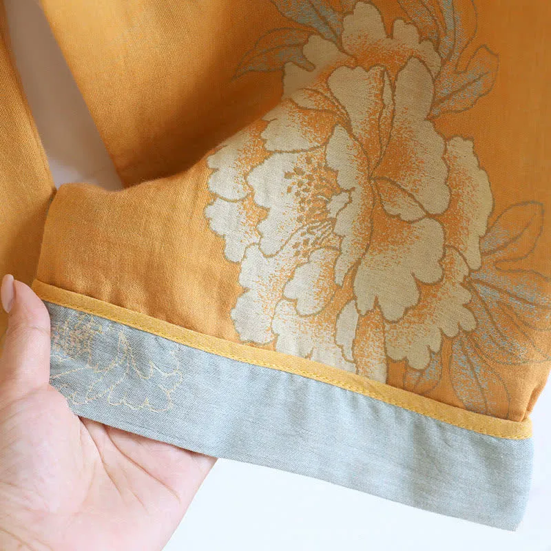 Pyjama aus Baumwollgaze mit Pfingstrosen- und Schmetterlingsmuster (Jacquard)