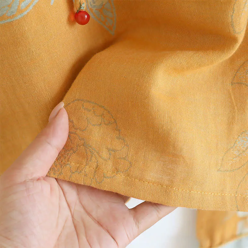Pyjama aus Baumwollgaze mit Pfingstrosen- und Schmetterlingsmuster (Jacquard)