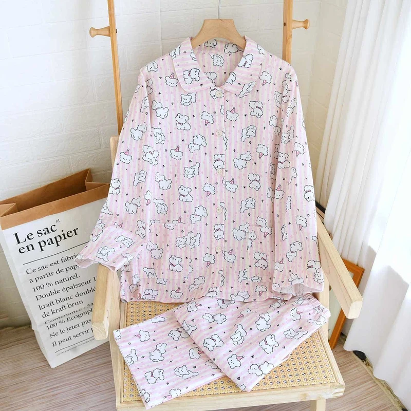 Loungewear-Set aus gebürsteter Baumwolle mit Cartoon-Welpenmotiv