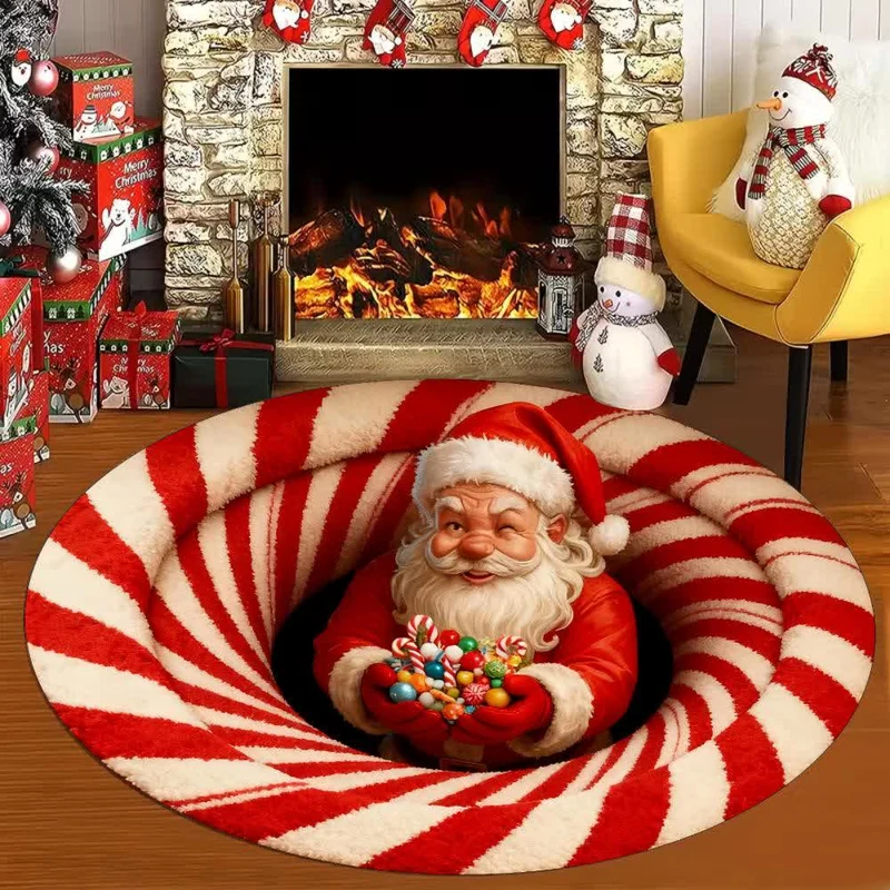 Weihnachtsteppich mit 3D-Effekt und Weihnachtsmann-Motiv