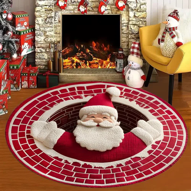 Weihnachtsteppich mit 3D-Effekt und Weihnachtsmann-Motiv