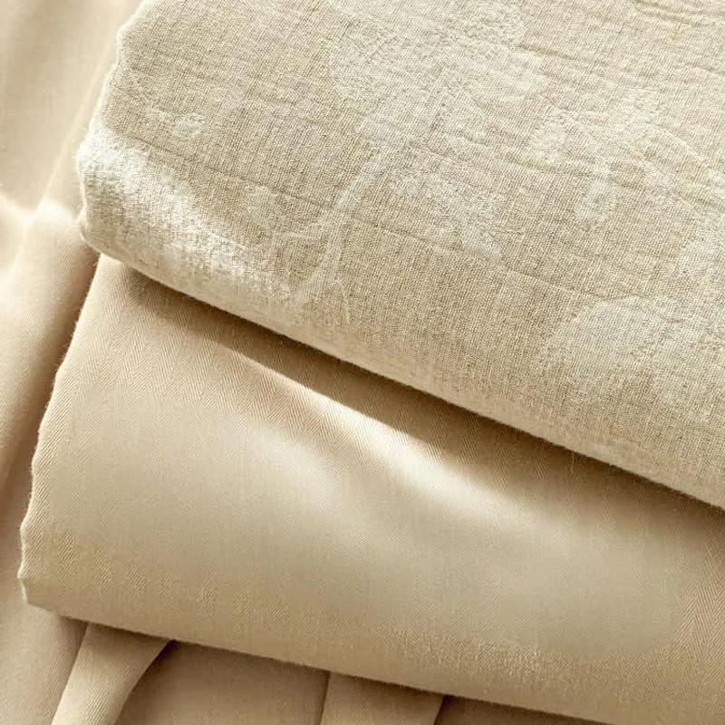 Beige Tagesdecke aus Baumwollleinen mit Blumenmuster