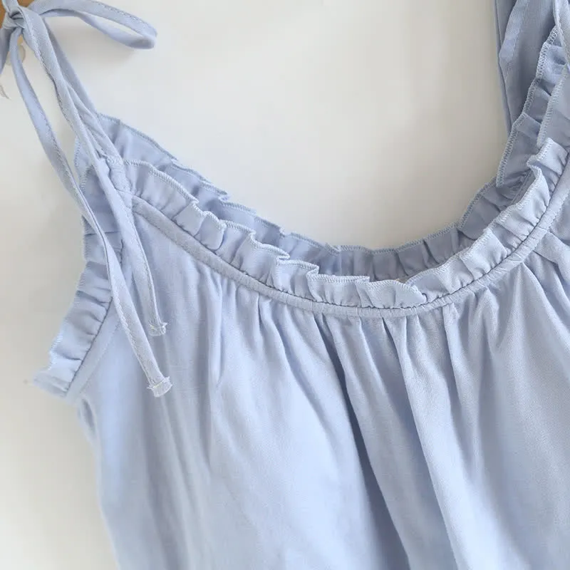 Baumwoll-Pyjama mit Rüschenbesatz und Wattierung