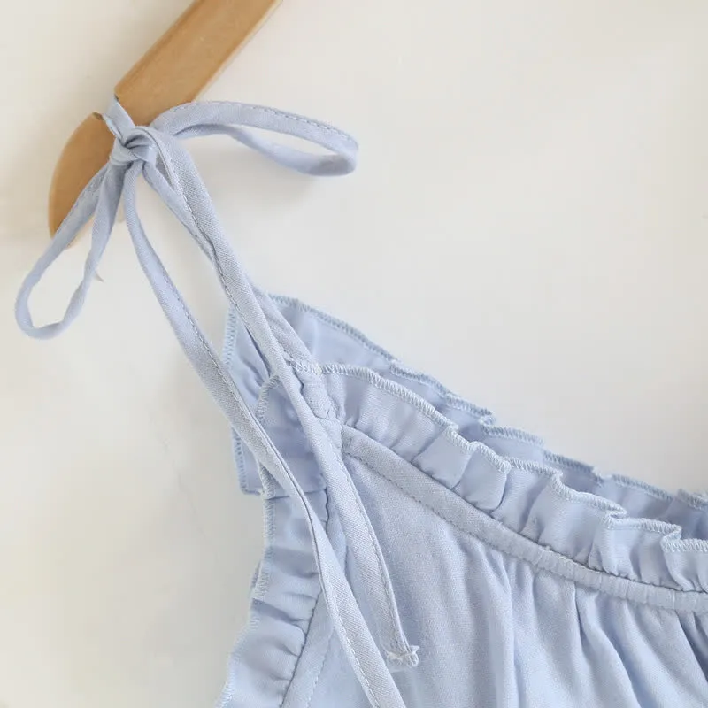 Baumwoll-Pyjama mit Rüschenbesatz und Wattierung