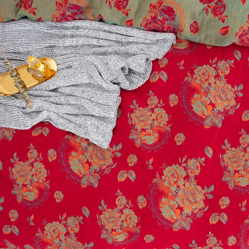 Ownkoti Luxuriöse Bettwäsche aus reiner Baumwollgaze mit Blumenmuster (4-teilig)