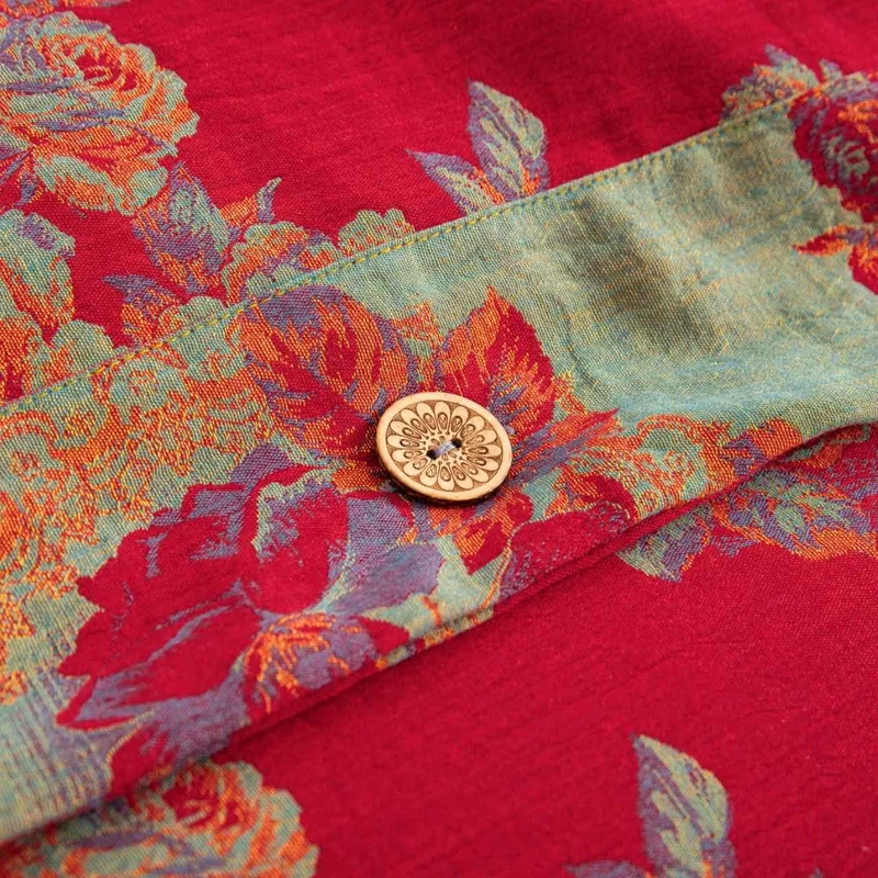 Ownkoti Luxuriöse Bettwäsche aus reiner Baumwollgaze mit Blumenmuster (4-teilig)