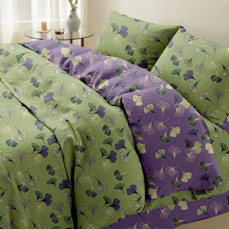 Ownkoti Ginkgo Baumwoll-Wendebettwäsche-Set (4-teilig)
