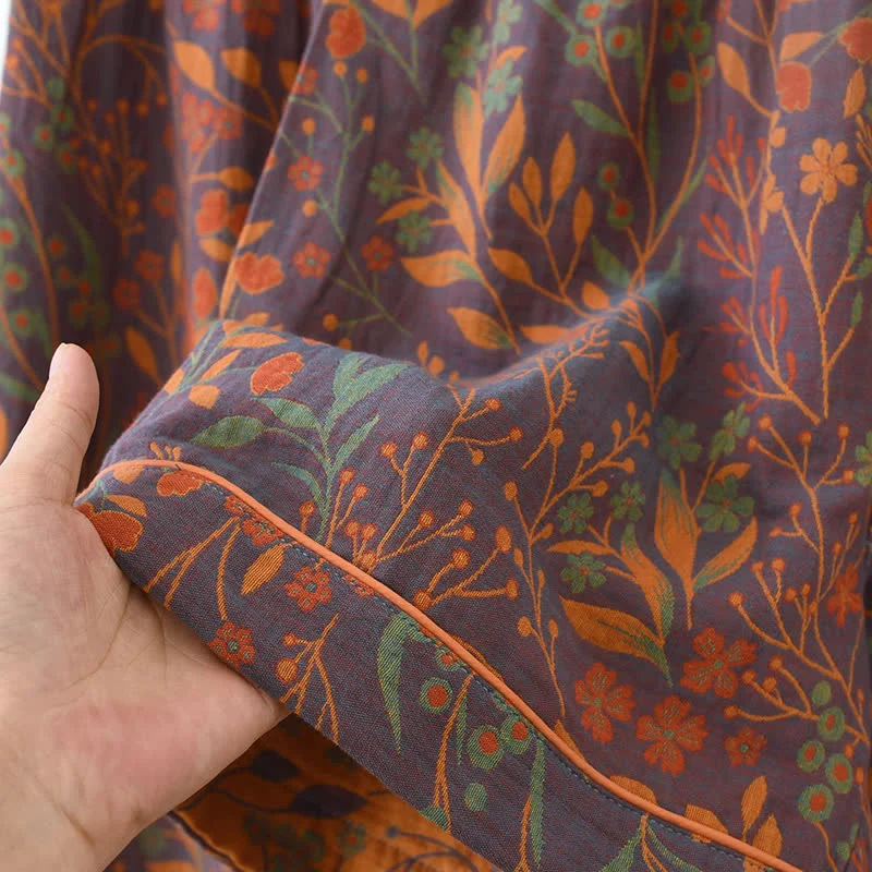 Kurzärmeliges Loungewear-Set aus garngefärbter Baumwolle im Jacquard-Stil (3-teilig)