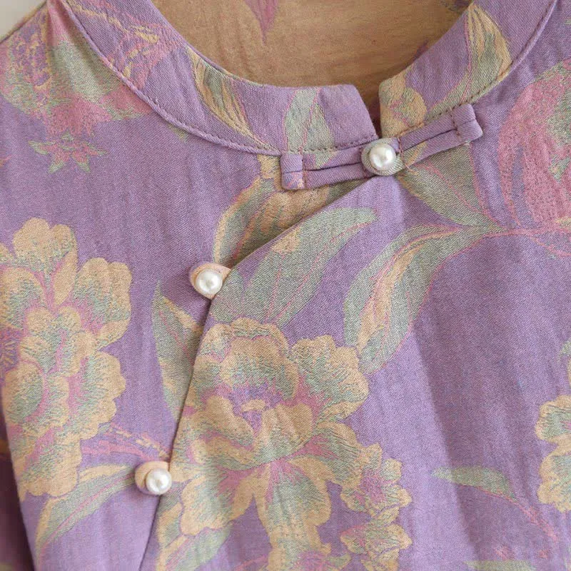 Retro-Loungewear-Set aus garngefärbter Baumwolle mit kurzen Ärmeln