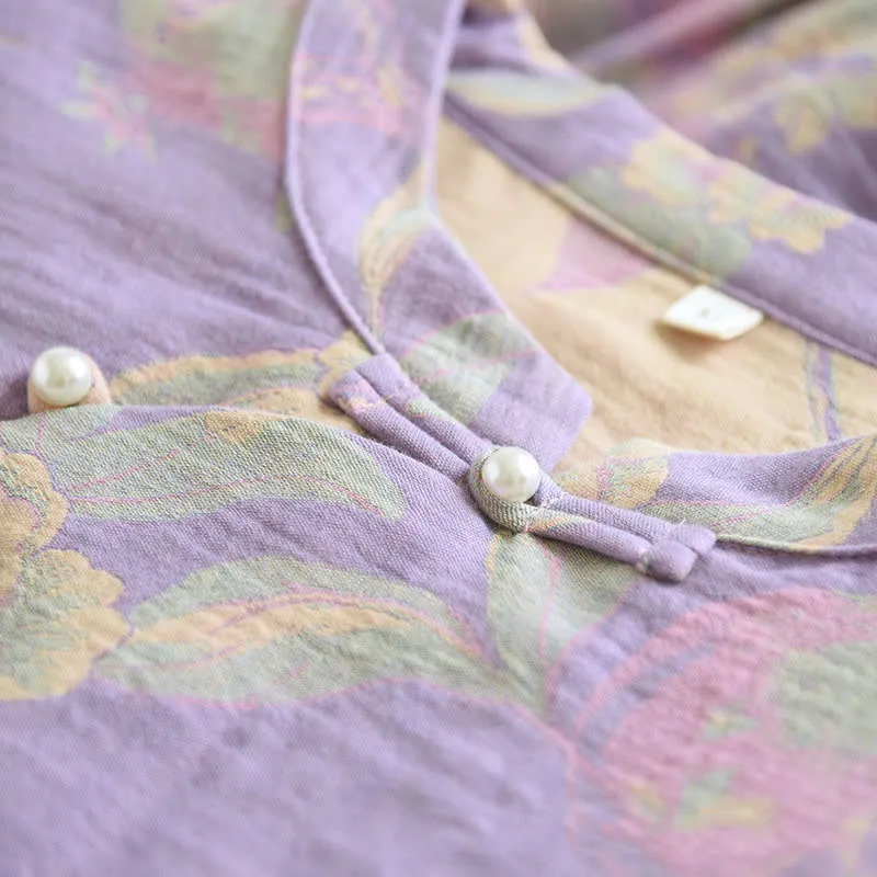 Retro-Loungewear-Set aus garngefärbter Baumwolle mit kurzen Ärmeln