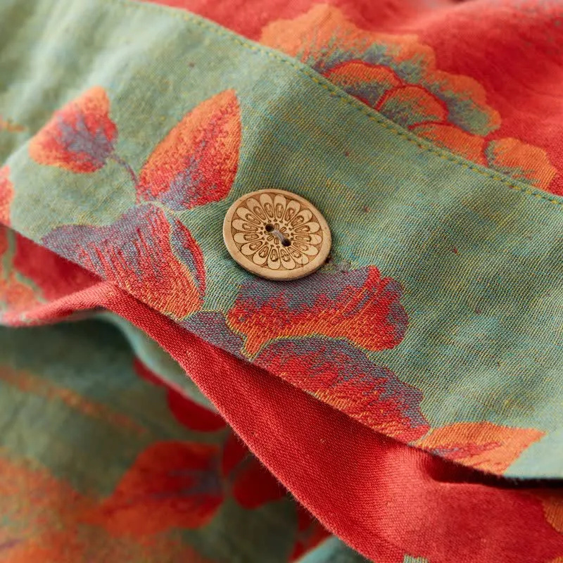 Luxuriöse Bettwäsche aus Baumwollgaze im Jacquard-Stil mit Pfingstrosenmotiv