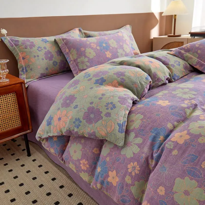 Elegante Bettwäsche aus Baumwollgaze mit Blumenmuster im Jacquard-Stil