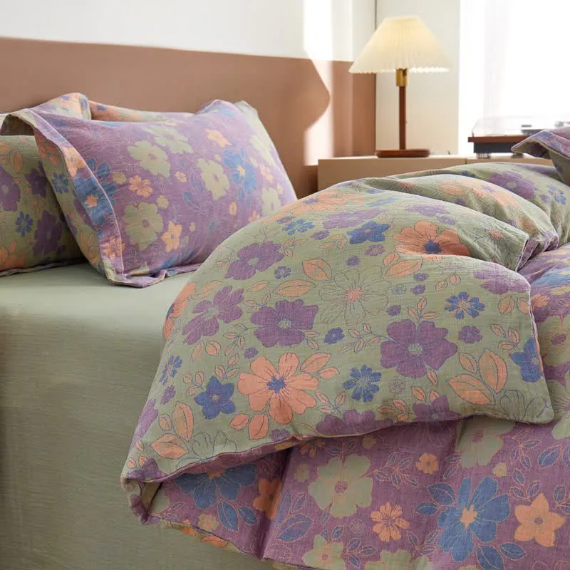 Elegante Bettwäsche aus Baumwollgaze mit Blumenmuster im Jacquard-Stil