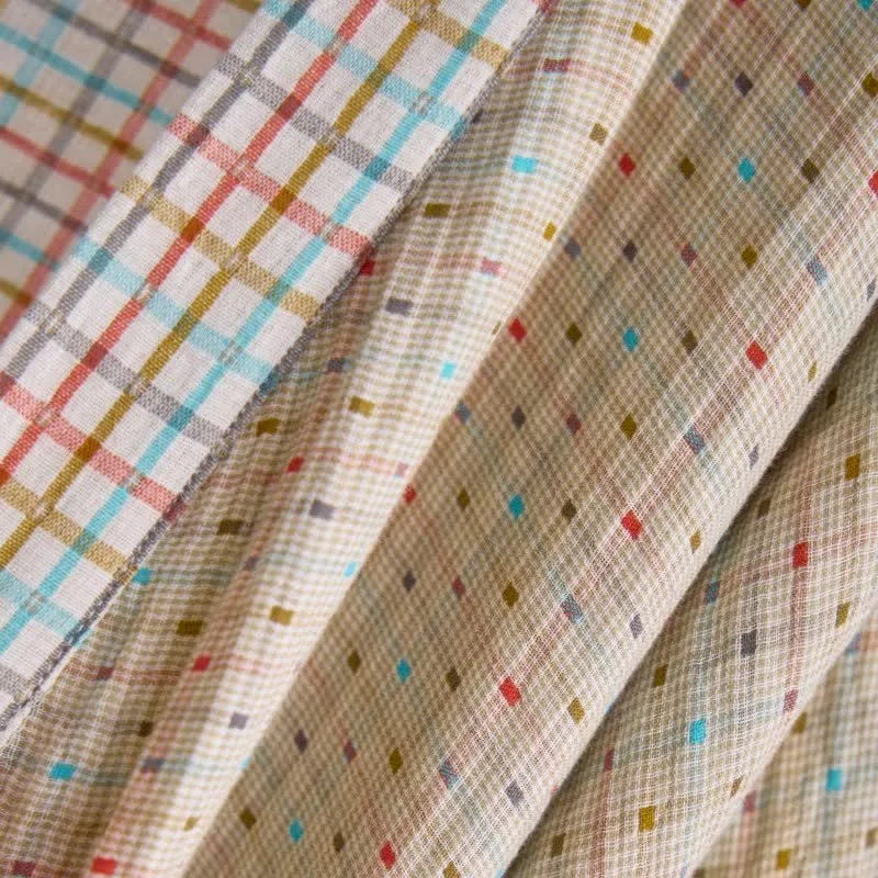 Bunter Kimono-Bademantel aus Baumwollgaze mit Gingham-Muster