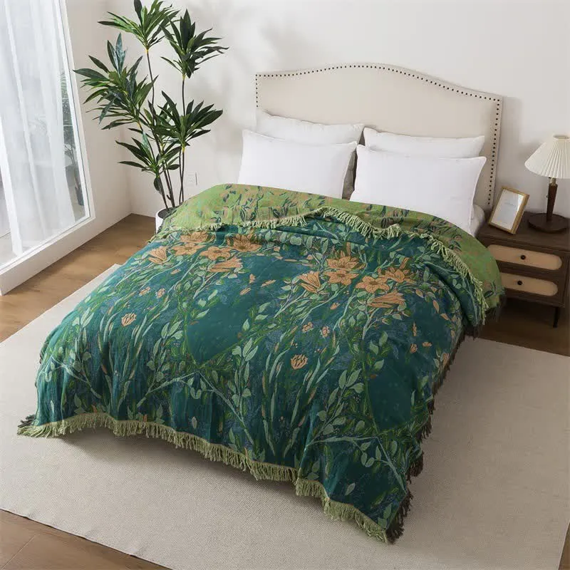 Ownkoti Lily Baumwollgaze-Quasten-Steppdecke