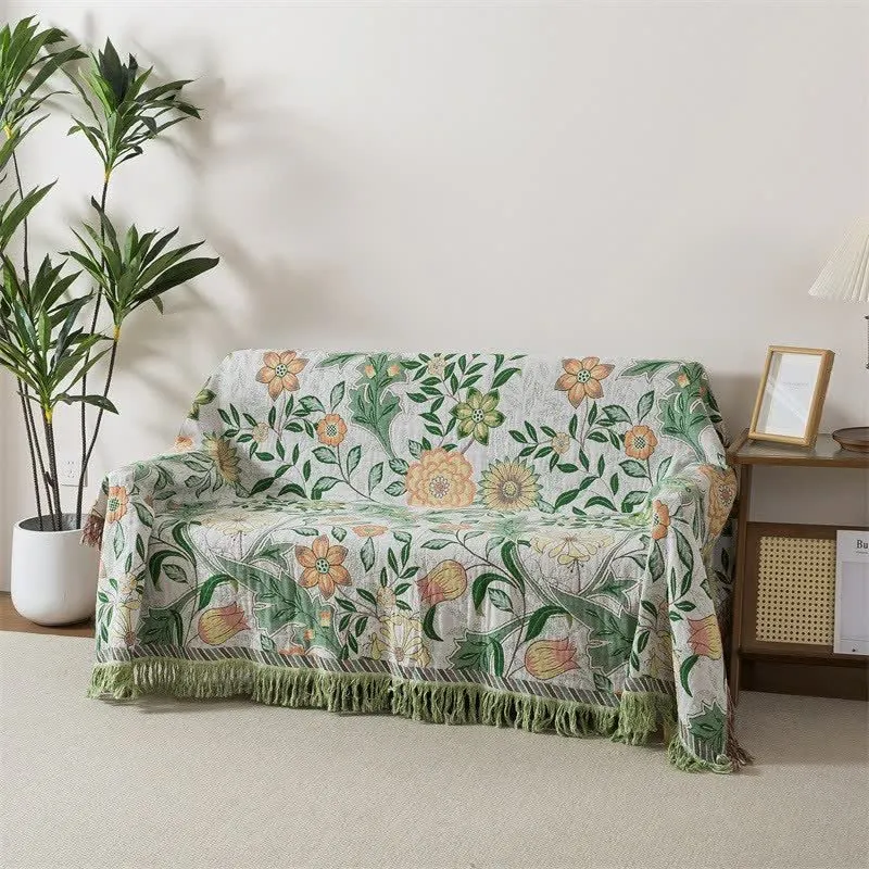 Ownkoti Refresh Floral Baumwollgaze Quasten-Steppdecke