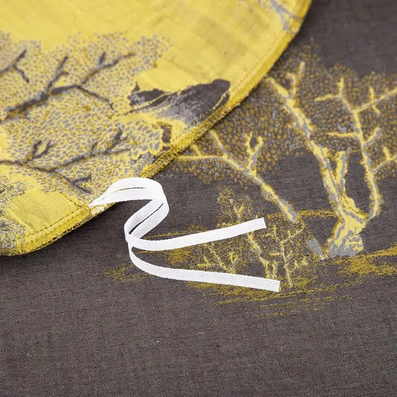 Bettwäscheset aus Baumwollgaze-Jacquard mit Landschaftsdruck (4-teilig)