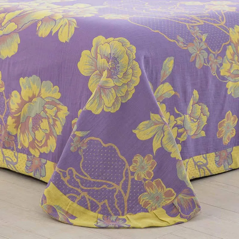 Bettwäscheset aus Baumwollgaze-Jacquard mit Pfingstrosenmotiv (4-teilig)