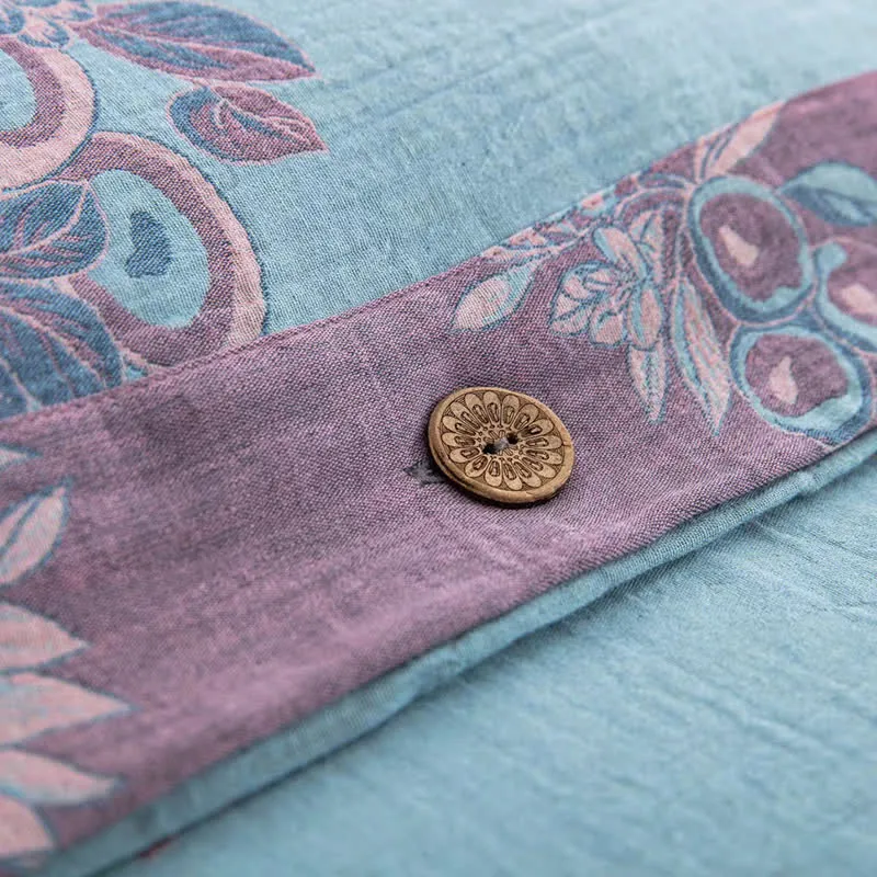 Sonnenblumen-Bettwäscheset aus Baumwollgaze-Jacquard (4-teilig)