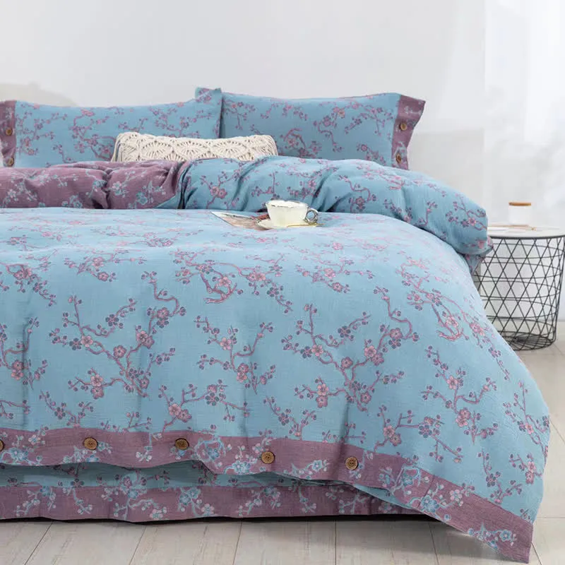 Wintersweet Baumwollgaze-Jacquard-Bettwäscheset (4-teilig)
