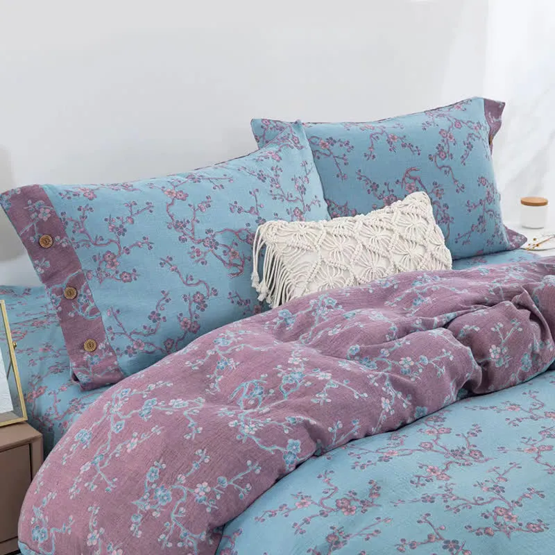 Wintersweet Baumwollgaze-Jacquard-Bettwäscheset (4-teilig)