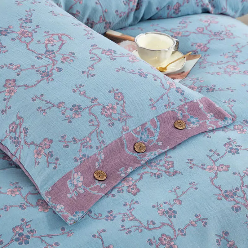 Wintersweet Baumwollgaze-Jacquard-Bettwäscheset (4-teilig)