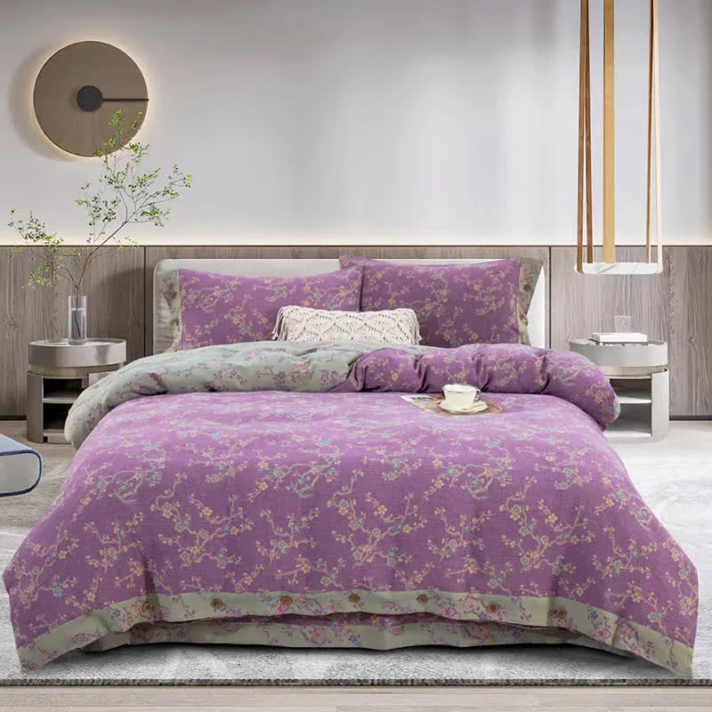 Wintersweet Baumwollgaze-Jacquard-Bettwäscheset (4-teilig)