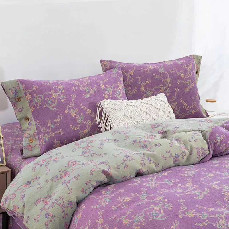 Wintersweet Baumwollgaze-Jacquard-Bettwäscheset (4-teilig)