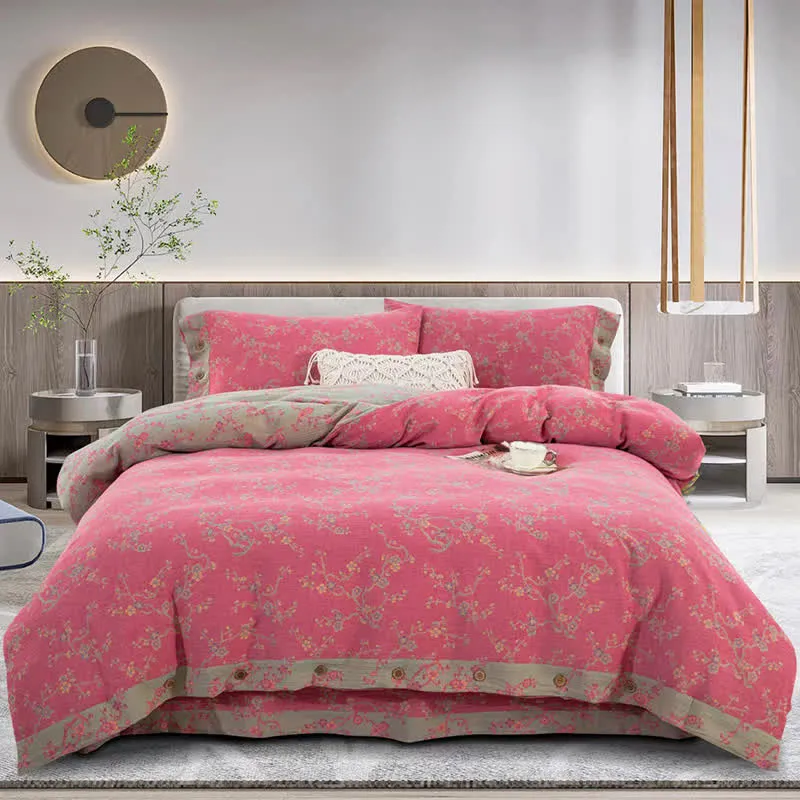 Wintersweet Baumwollgaze-Jacquard-Bettwäscheset (4-teilig)