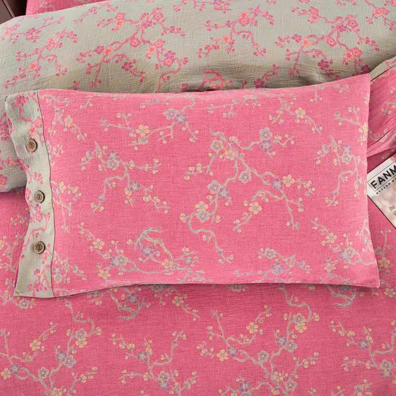 Wintersweet Baumwollgaze-Jacquard-Bettwäscheset (4-teilig)