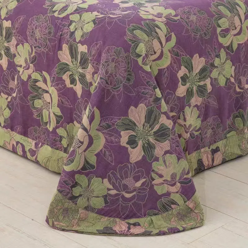 Wendebettwäscheset aus Baumwollgaze-Jacquard mit Blumenmuster (4-teilig)