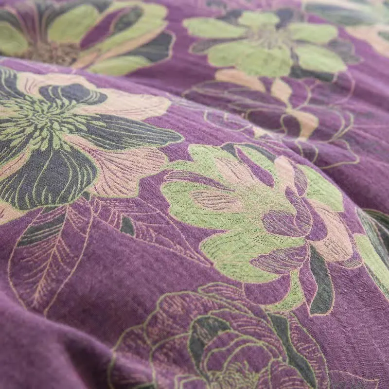 Wendebettwäscheset aus Baumwollgaze-Jacquard mit Blumenmuster (4-teilig)