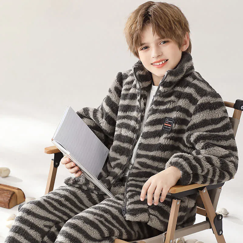 Kinder-Loungewear-Set mit Zebramuster und Reißverschluss