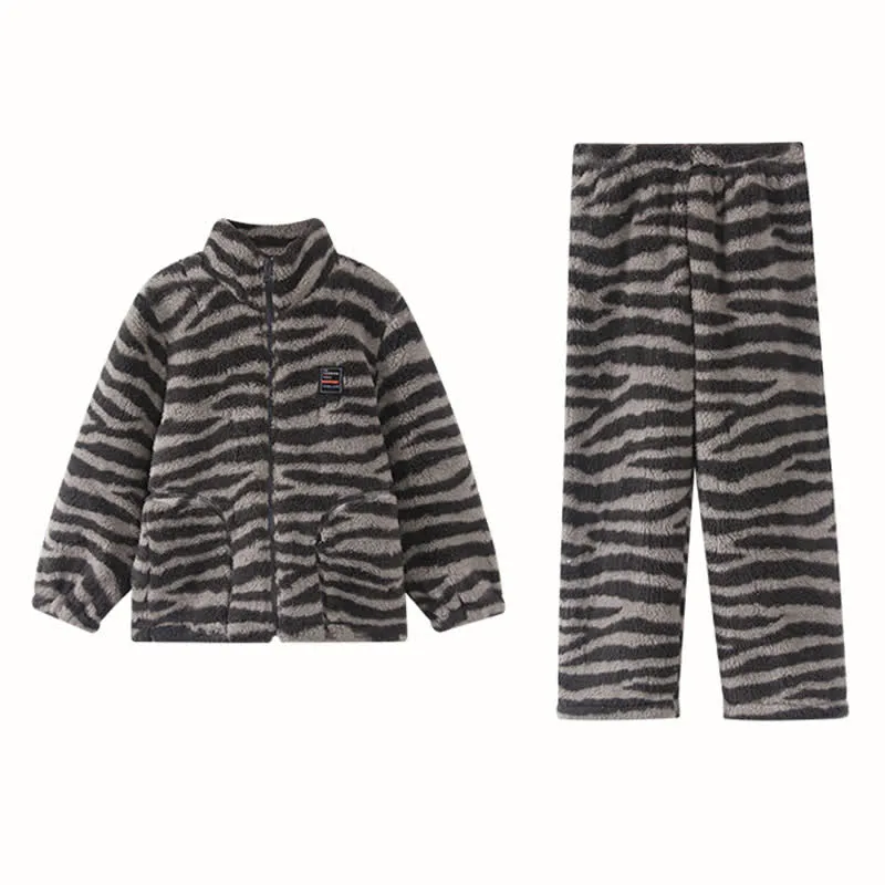 Kinder-Loungewear-Set mit Zebramuster und Reißverschluss