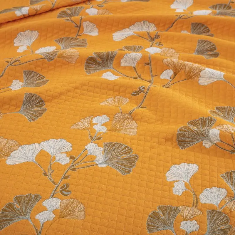 Wendbare Tagesdecke aus Bio-Baumwolle mit Ginkgo-Blatt