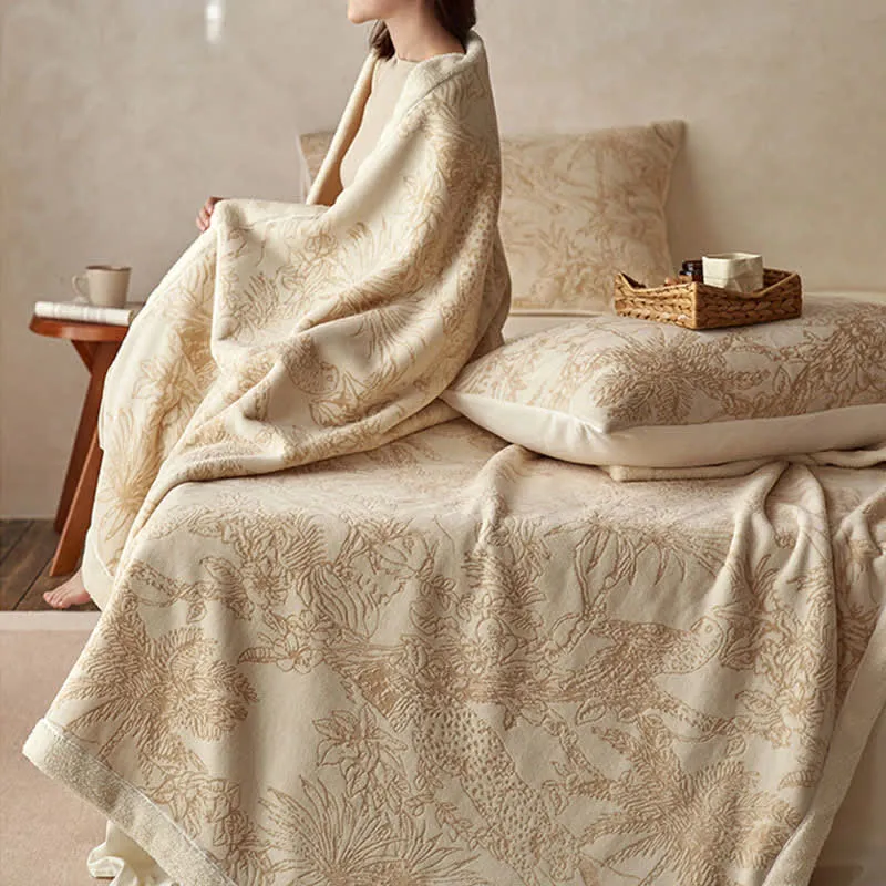 Warme Dschungel-Jacquard-Überwurfdecke