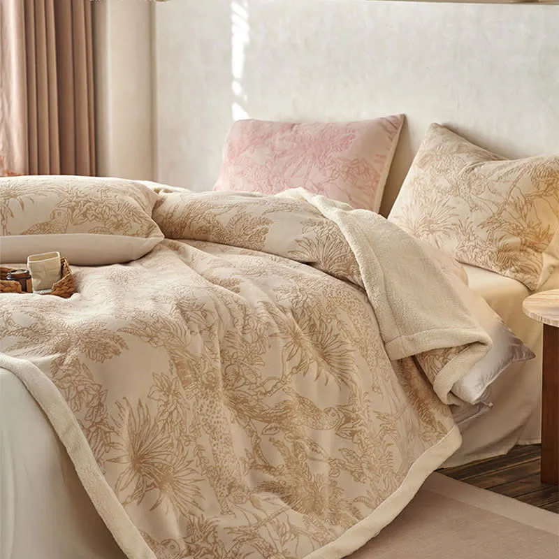 Warme Dschungel-Jacquard-Überwurfdecke