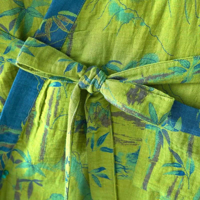 Zweifarbiger Kimono-Bademantel aus Bambus-Baumwoll-Gaze