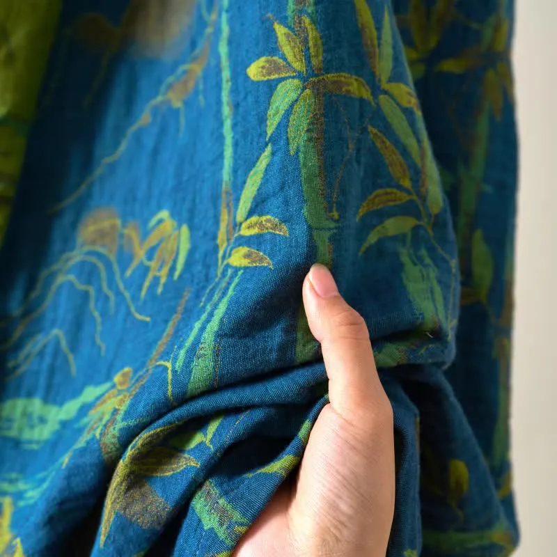 Zweifarbiger Kimono-Bademantel aus Bambus-Baumwoll-Gaze