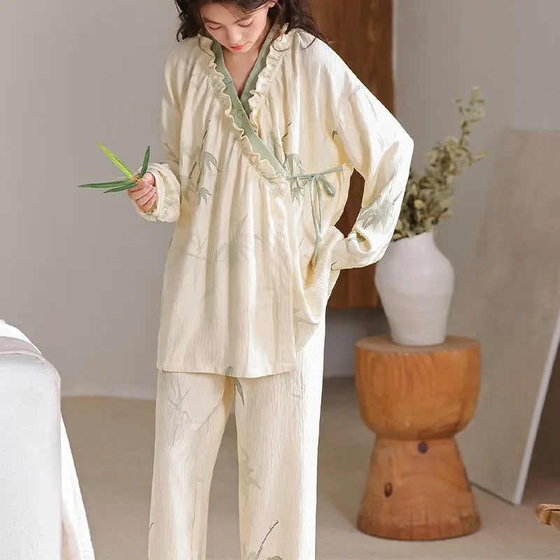 Ink Bamboo Kimono Loungewear-Set