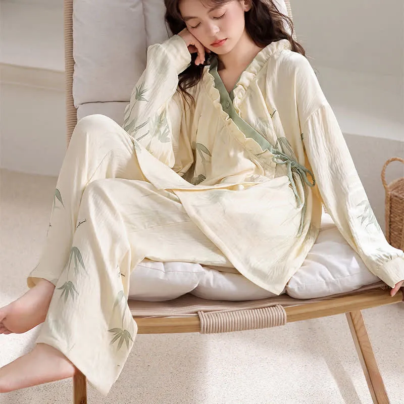 Ink Bamboo Kimono Loungewear-Set
